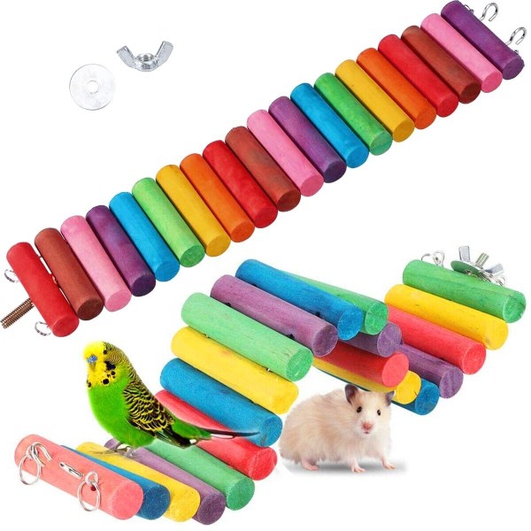 Trä husdjur stege bro trappa Gerbil hamster papegoja gnagare råtta leksak färgglad 6*40CM