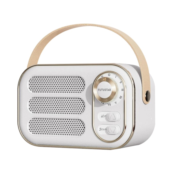 Vintage Bluetooth-kompatibel högtalare Bärbara små trådlösa smarta högtalare White
