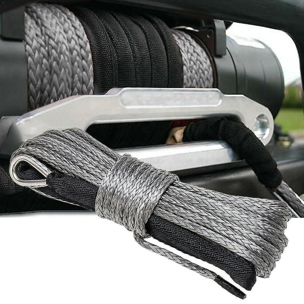 Vinschrep String Line Kabel med mantel Grå syntetisk bogserrep 15m 7700lbs Biltvätt underhåll Grey