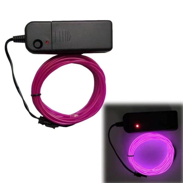 LED-neonljus Glow EL Wire String Strip Rope Tube Bilinteriör Batteridriven 5M Purple