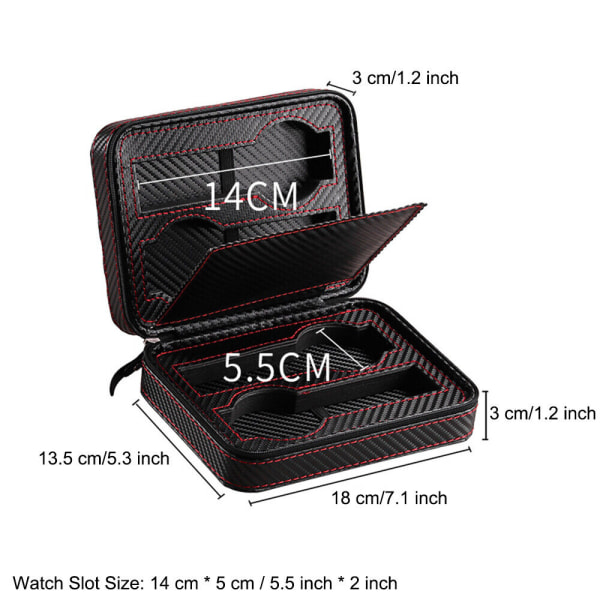 2/4/8 Grids Carbon Fiber Watch Box Läder Dragkedja Case Organizer Bag Black 8 Grids