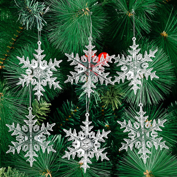 12st Snowflake Ornaments Juldekorationer Trädhängande Party Heminredning vit