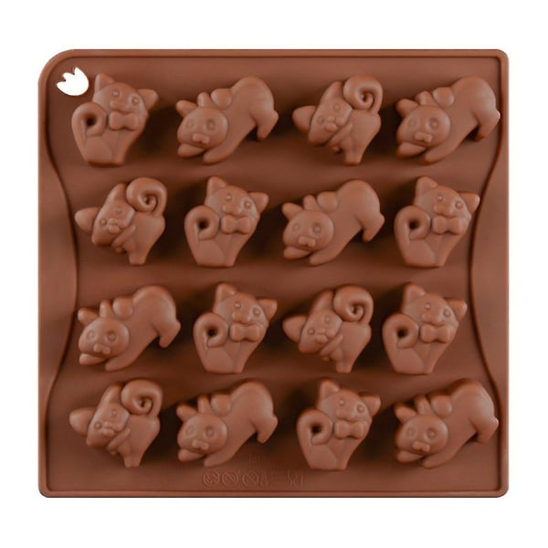 16 hålrum Gör-det-själv-bakformar i silikon Kattformade molds Molds Chokladform Mould (koffa) brun