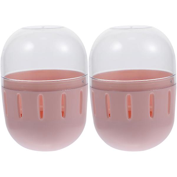 2st Mini kosmetisk äggförvaringslåda Bärbar case Silikonpulver Puff Egg Skyddande Cov rosa