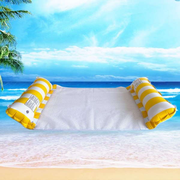 Uppblåsbar flytande vattenhängmatta Float Pool Lounge Säng Simstol Beach Yellow