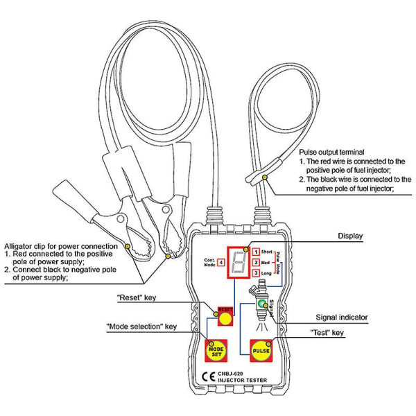 12v Auto Fuel Injector Tester - 4 pulslägen - Bilfordon Bränsletrycksystem Diagnostiskt test också svart
