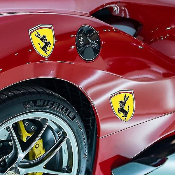1 par Funny Donkey Car Sticker reflekterande Car Sticker Cover kompatibel för Ferrari Shibaod gul