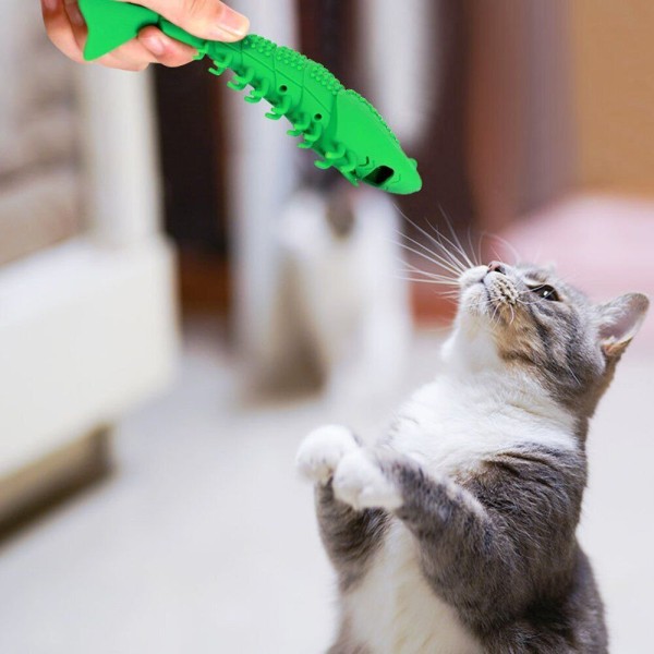 Katt självrengörande tandborste med kattmynta Interactive Cat Pet Toy Dental Toy blå
