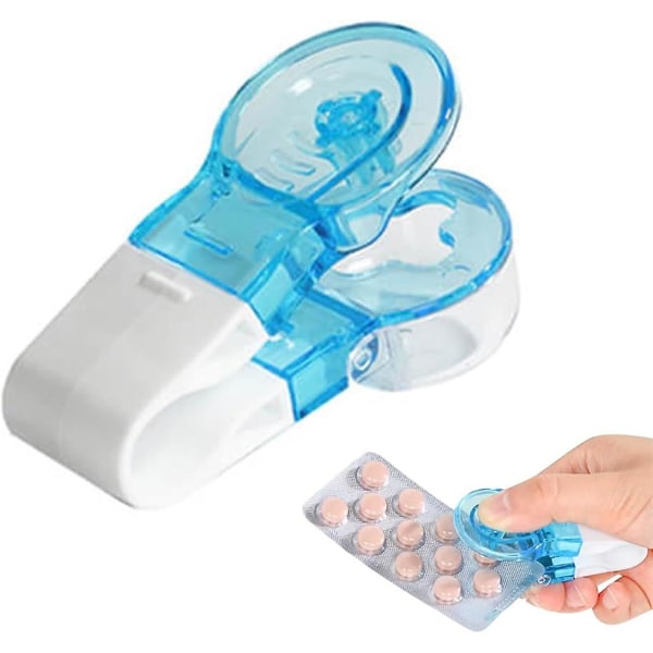 Tabletter Piller Blisterförpackningsöppnare Hjälpverktyg för äldre Bärbar Pill Taker Remover Pill Dispenser Inaktiverad 1Pcs