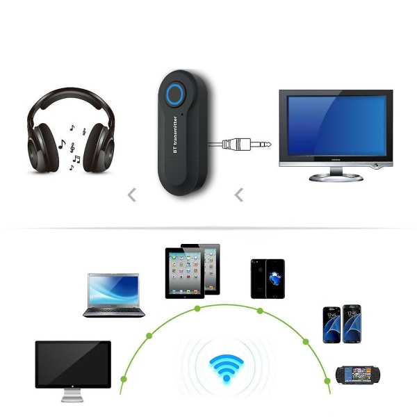 Trådlös Bluetooth sändare för TV-telefon PC Ljudmusikadapter svart