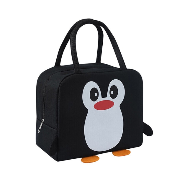 Bärbar Lunchväska Penguin Animals Thermal Lunchbox Tote Kylväskor Black