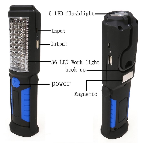 Uppladdningsbar led arbetslampa med magnetisk led ficklampa Inspektionslampa (blå) Kontrolllampa Uppladdningsbar ledlampa blå