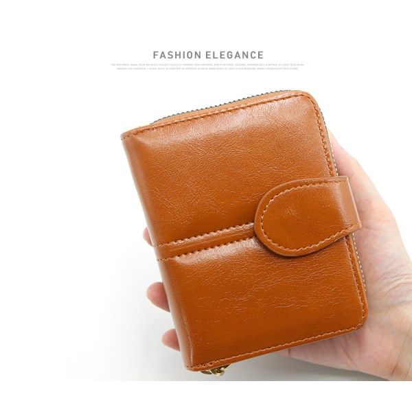 Kvinnor liten plånbok dam mini handväska Bifold PU läder kort handväska Mynt handväska Brown