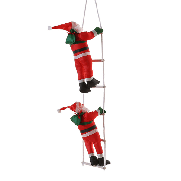 Jultomten klättrar på repstege julgran inomhus prydnad dekor gåva Double climbing ladder