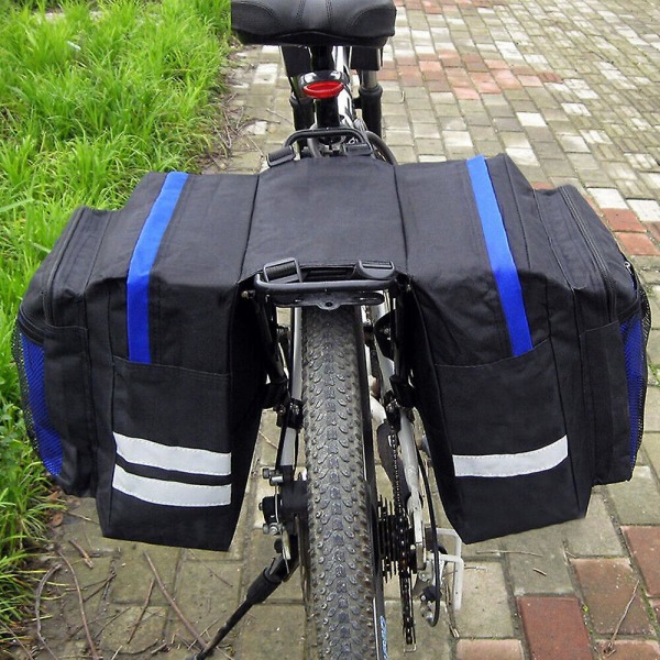 Vattentät dubbelväska Bag Cykel Cykel Cykling Baksäte Trunk Rack Pack Blue