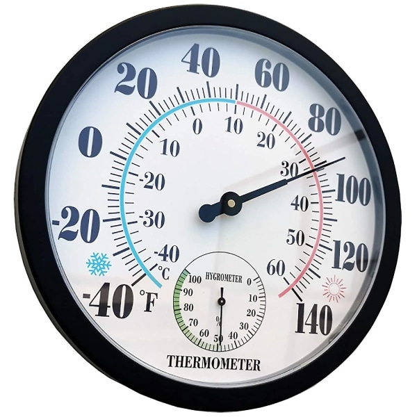 Inomhus utomhustermometer Stor vägg termometer-vattentät kräver inte batteri (svart) svart