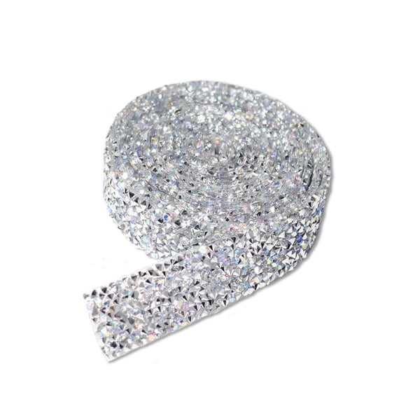 15 mm kristall strass kedja trim pärljärn på DIY Diamante Applique Ribbon 2Yard AB