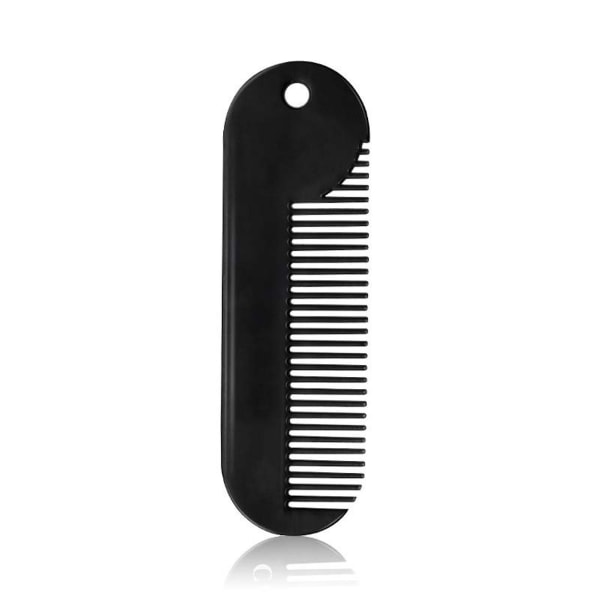 Mini skäggkam Bärbar skäggstylingskam med hängande hål Multifunktionshårkam svart