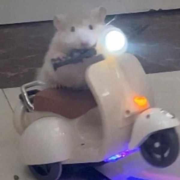 Hamster Leksak Stunt Spinning Motorcykel 360° Roterande Scooter Gåvor Husdjurstillbehör Beige