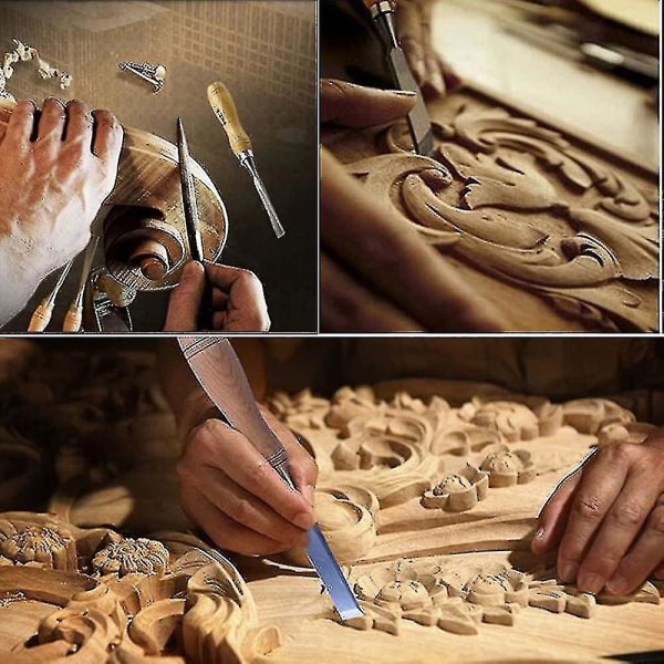 Professionell set - 12 delar skarpa träbearbetningsverktyg med case - perfekt för nybörjare beige