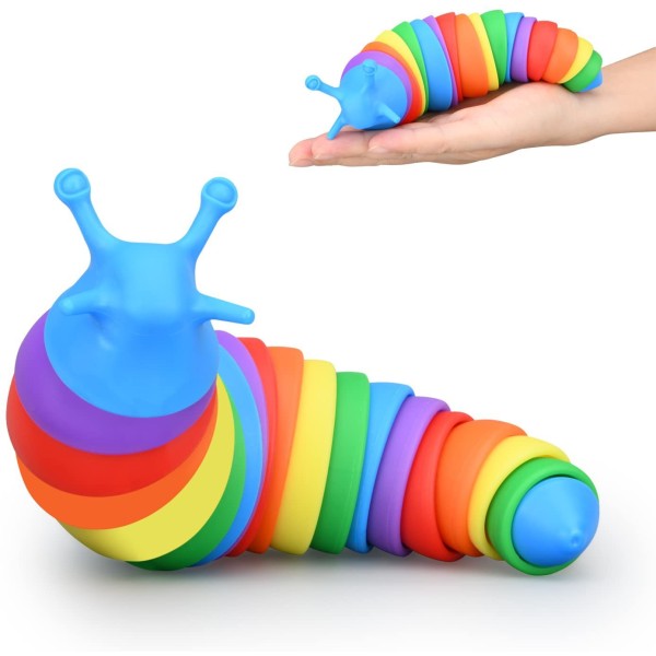 2 ST 3D Slug Toy Dekompression Fidget Sensorisk Flexibel Stress Relief Barn Barn flerfärgad