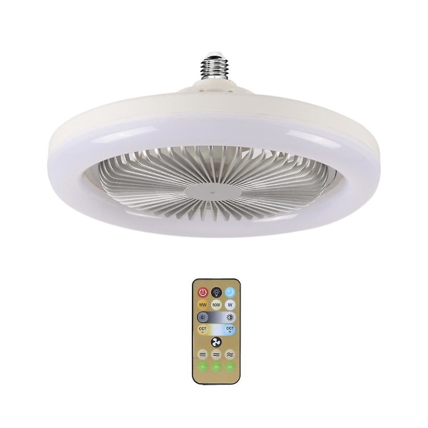 30w takfläkt med integrerade lampor E27 fjärrkontroll takbelysning Sovrum Vardagsrum Switch Contr vit