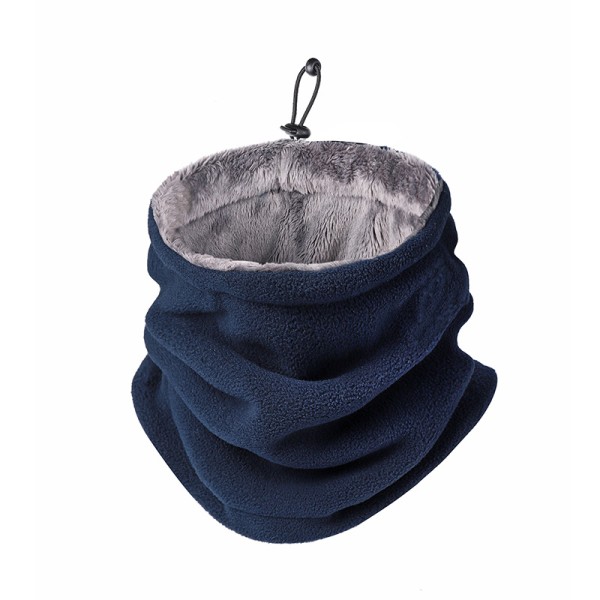 Unisex halsvärmare Tube Vinter varmstickad halsduk Thermal fleecefodrad Circle Snood Navy blue