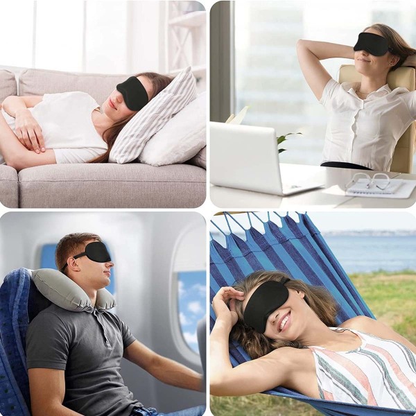 Sömnmask i bomull för kvinnor, ögonmask för barn Ultramjuk och bekväm ögonblind med justerbar remsa för män svart