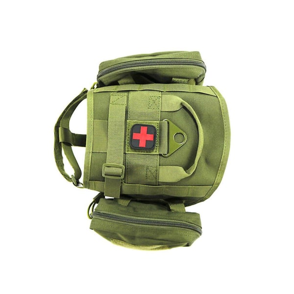 Tactical Dog Sele K9 Training Work Service Klädkappa med 2 Molle sadelfickor (army Green-m) grön