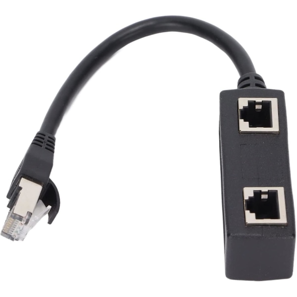 Rj45 splitterkontakt för Cat7 nätverkskabel Ethernet splitter för alla nätverk 1 port hane till 2 port hona nätverk hemmakontor Ethernet-kontakt svart