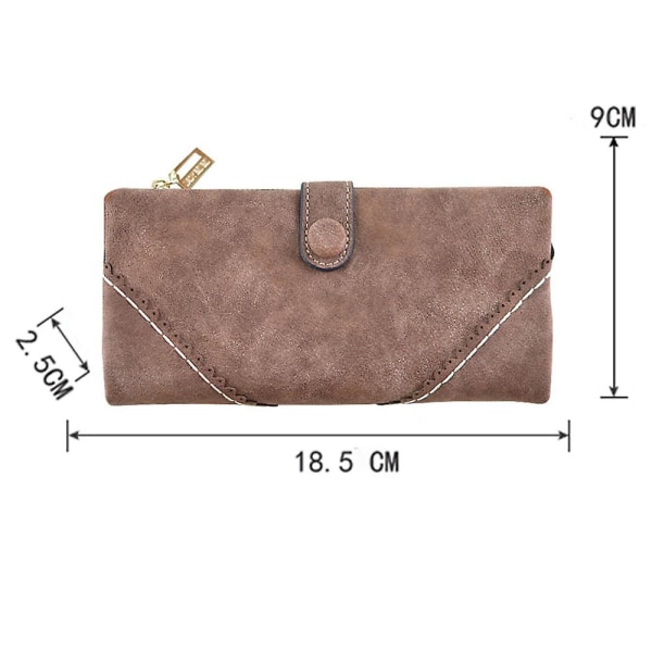 Pu Material Retro Lång Plånbok för kvinnor Lätt, lätt att rengöra plånbok för att enkelt förvara dina kort och pengar brun