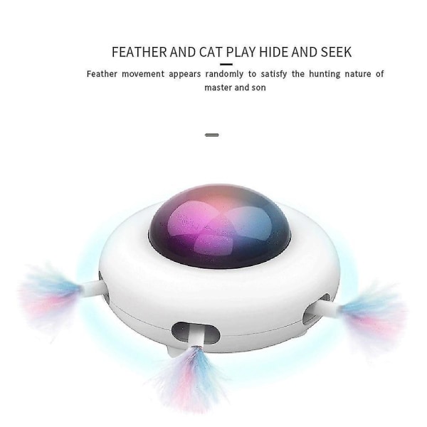 Katter Teaser Leksaker Interaktiva dockor Ufo fjäderpinne Spinning Pet Turntable Fånga utbildning vit