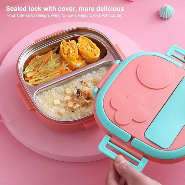 500 ml barnmat varmare termos skola picknick matlåda behållare isolerad kolv Pink 3 compartments