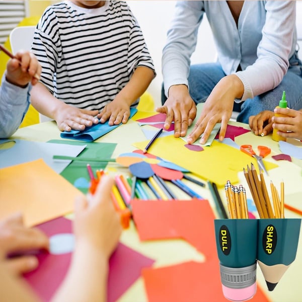 Pennhållare för klassrummet Söt pennformad pennhållare Pencil Pal Organizer Skarp och tråkig Skarp-tråkig pennhållare Green