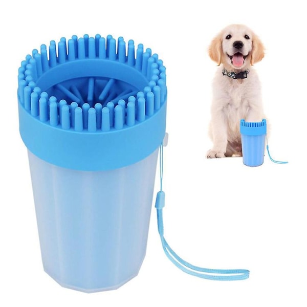 2-i-1 Dog Paw Cleaner- Bärbar husdjursrengöringsborstkopp för husdjur Klorengöring Bäst för tassrengöring blå