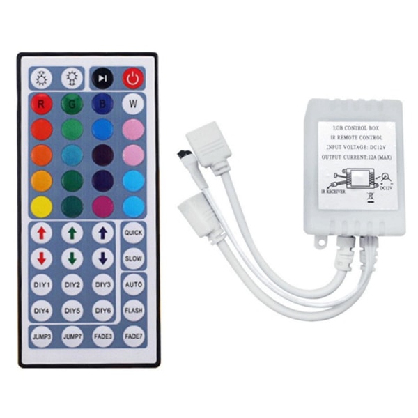 Dc12v Rgb Led Controller+44 nycklar Fjärrkontroll Rgb Control Box Ir Light Strip Controller svart