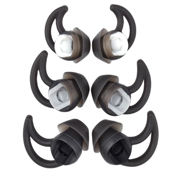 6st Hörlursskydd Mjuka flexibla hörlurar Bullerreducerande tips för Bose Soundsport Qc30 Qc20 svart