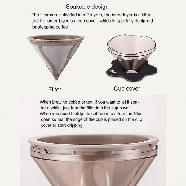 Barista Style Pour Over Filter Dränkbar Design Kaffebryggare För Single Cup Brew brun