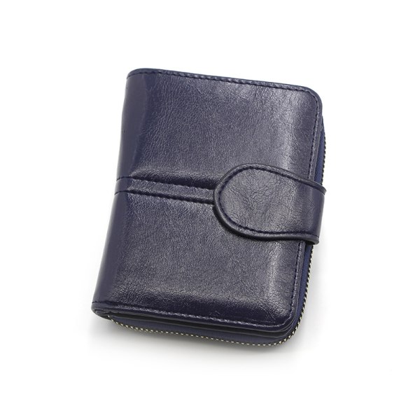 Kvinnor liten plånbok dam mini handväska Bifold PU läder kort handväska Mynt handväska Blue