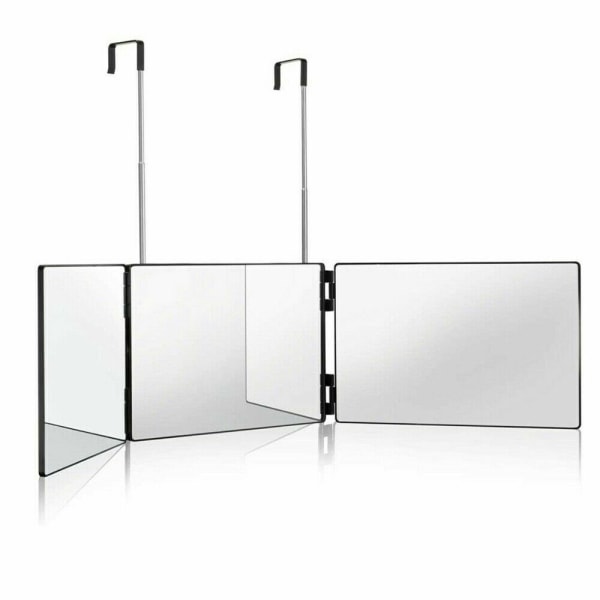 3-vägs tresidig spegel 360° Barberspegel Justerbara fästen Hängande självspegel svart