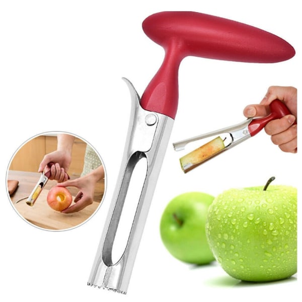 Rostfritt stål Apple Twist Fruit Core Remover Corer Handhållet Frö Köksverktyg röd