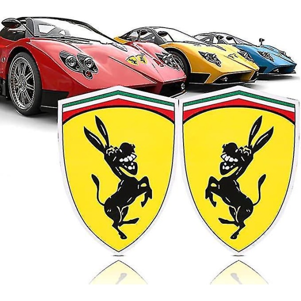 1 par Funny Donkey Car Sticker reflekterande Car Sticker Cover kompatibel för Ferrari Shibaod gul