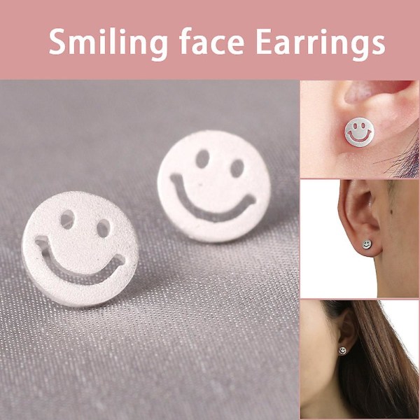 925 Silver Smiley Mini Ear Stud Örhängen Örontillbehör Present för kvinnor Tjej silver