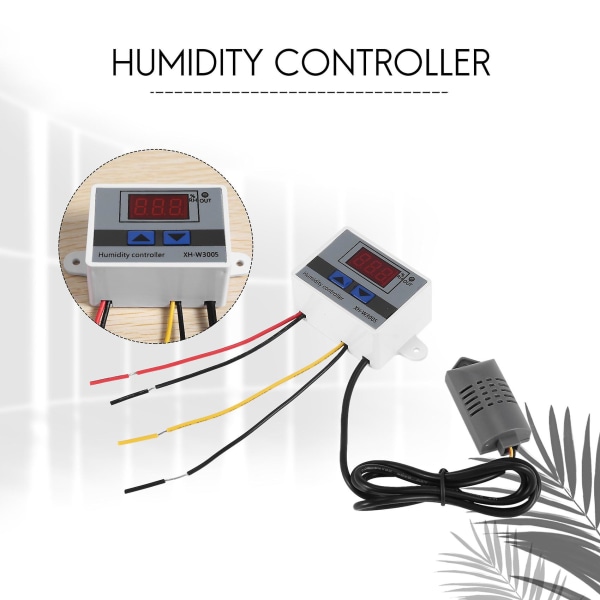 Digital fuktighetsregulator Hygrometer Luftfuktighetskontrollomkopplare 0~99%rh Hygrostat med fuktavkännare vit