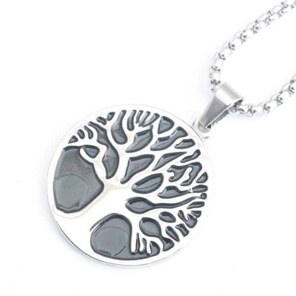 Handgjorda Sterling Silver Tree of Life Armband Presentgåva till hennes runda titanstål silver