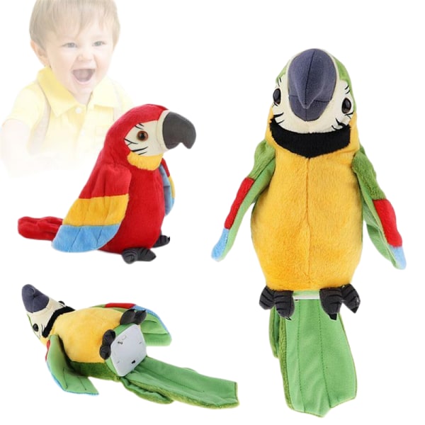 Repeat Parrot Talking Birds Moves Your Voice gåva skämt och rolig leksak imiterar Fun Green