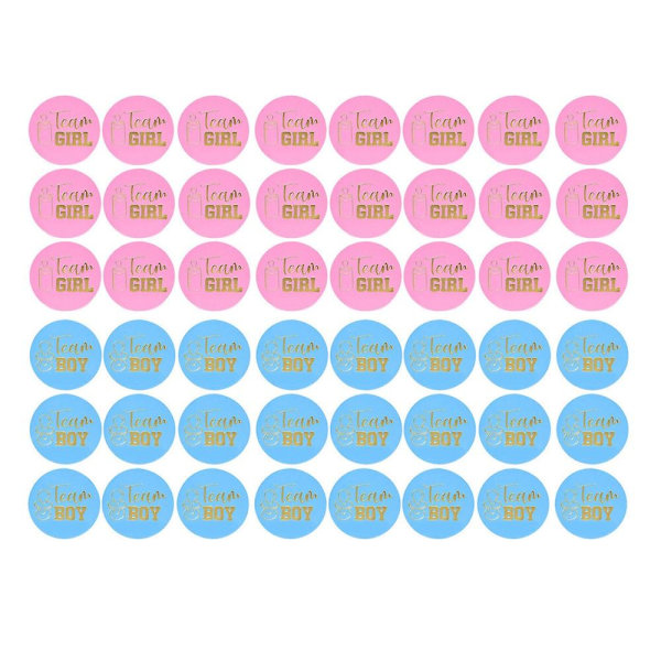 48 delar Gender Reveal Stickers Spel Team Boy Team Girl Perfekt Gender Reveal Party Supplies Bo blå