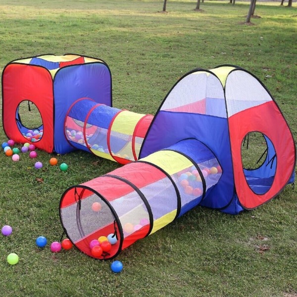 Kids Play Tält Pop Up Tunnel Baby Toddler Crawl Balls Pit Playhouse Portable blå