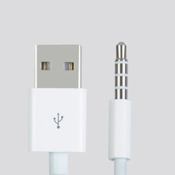USB laddare datasladd 3,5 mm Sync-ljudkabel för Ipod Shuffle 3:e 4:e generationen vit