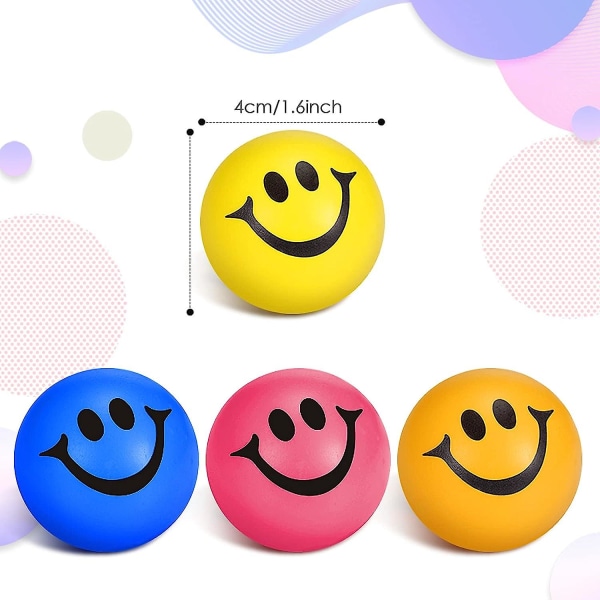 4 Roliga Smiley Ansikte Stressbollar Mini Stress Bollar Smiley Ansikte Stressbollar Ångest Stress relief Glada bollar för prisfyllning blå